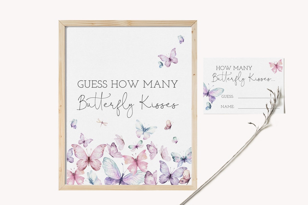 Guess How Many Butterfly Kisses Game, Bridal Shower Activity, He Gives