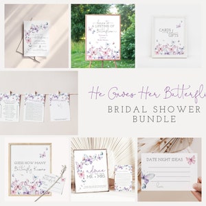 Schmetterling Brautparty Invite Bundle, Er gibt ihr Schmetterlinge Einladung, Von Fräulein Zu Frau, Lila Rosa Blau, Bearbeitbare Vorlage