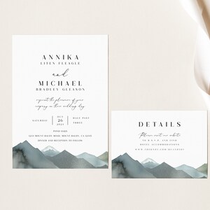 Mountain Wedding Invite, Outdoors Invitation, Simple Elegant ...