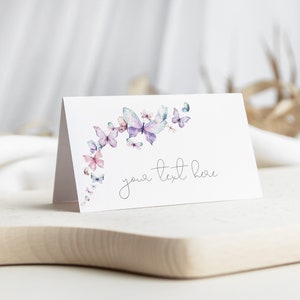 Segnaposti farfalla, etichette alimentari, tabella dei posti a sedere, lui le regala decorazioni con farfalle, da signorina a signora, PDF stampabile, modello modificabile