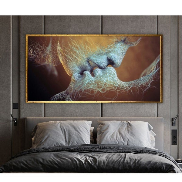 Intimate Moments: Lovers on the Bed Painting, Couple In Love Canvas Paintings