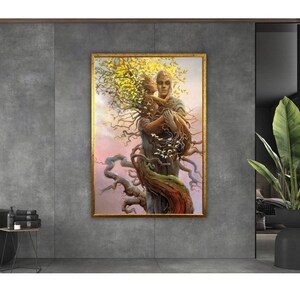 Surreal Love: Lovers on the Tree Painting, Couple Canvas Print