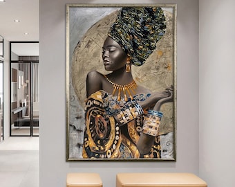 Ethnic Canvas Art, Women Wall Art, Canvas Wall Art, Ethnic Women Wall Art, African Woman Wall Art, Ethnic Art,Home Decor,Framed Canvas Art