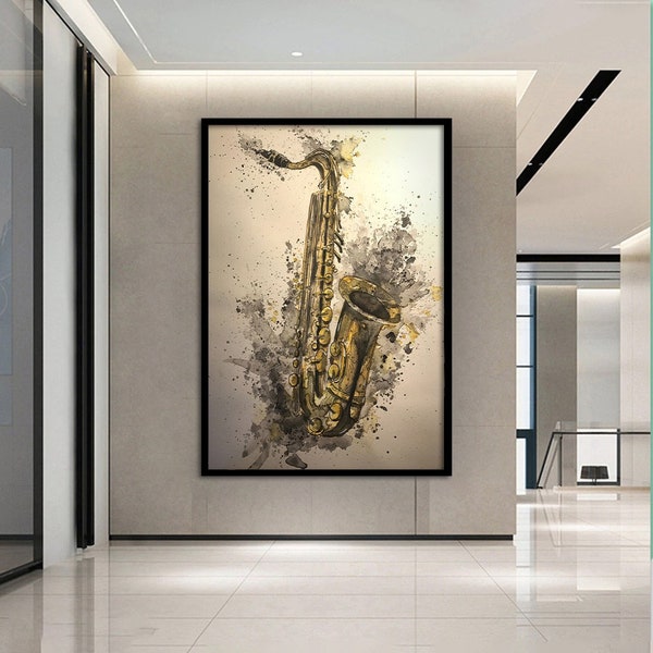 Saxophone Canvas Print, Music Art , Wall Art Home Decor, Music Canvas Painting, Saxophone Canvas Poster