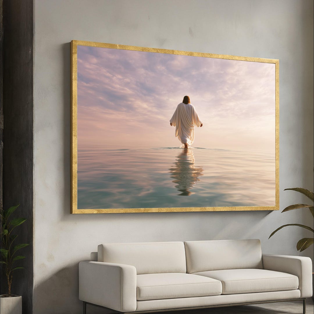 Jesus Walking on Water Canvas, Inspirational Christian Wall Art ...