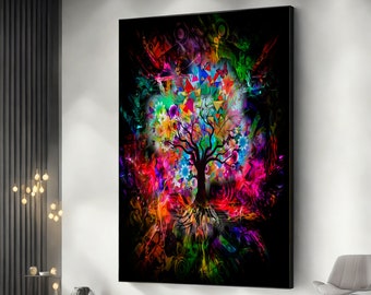 Tree of Life, Wall Art Canvas, Canvas Home Decor, Living Room Wall Art, Tree Printed, Colorful Art Canvas, Ready to hang canvas