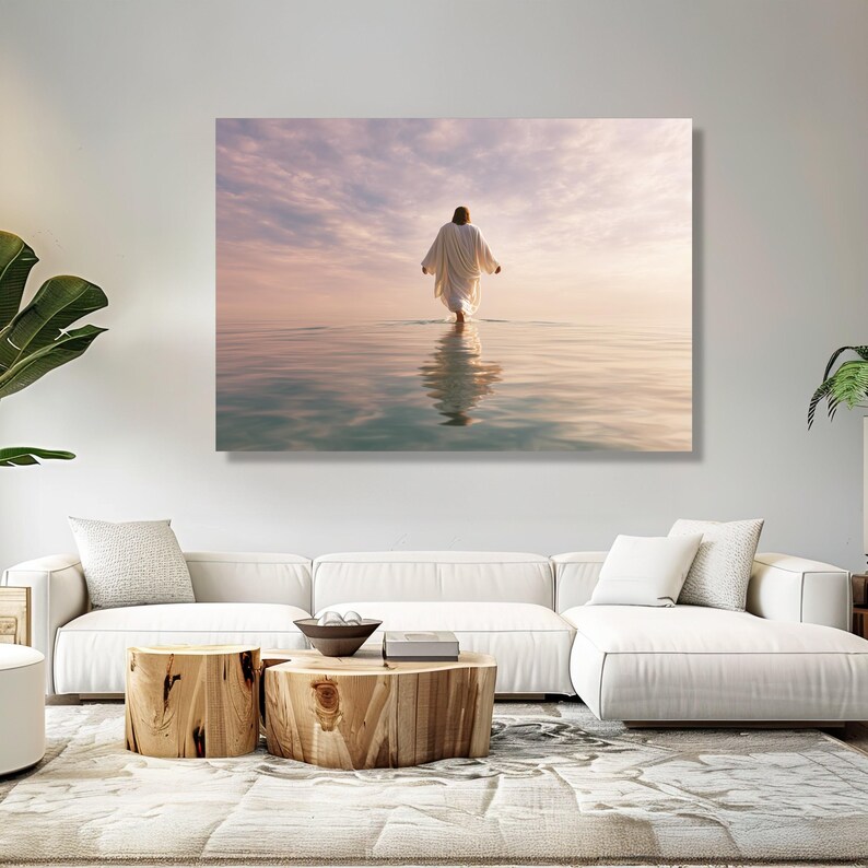 Jesus Walking on Water Canvas, Inspirational Christian Wall Art ...