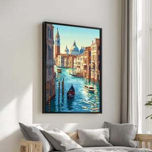 Venice Canal Canvas, Gondola Wall Art, Italian Cityscape Print, Venice Poster, Wall Art Canvas Design, Ready to Hang Decoration