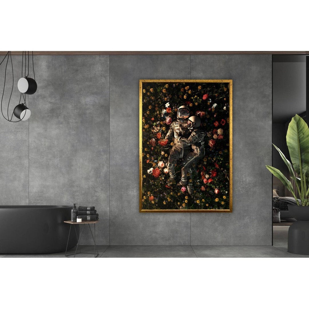 Nasa Astronaut Couple Canvas Wall Art, Nasa Astronaut Love in Space ...