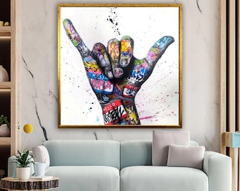Banksy Canvas Art, Graffiti Wall Art, Colorful Graffiti, Graffiti Canvas Art, Graffiti Home Decor, Luxury Framed Wall Decor