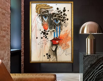 art print in a surreal style, elaborate, exuberant,original,different to decorate your home,surreal canvas print,framed canvas ready to hang