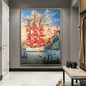 Surreal Art, Wall Art Surreal, Surreal Art Print, Surreal Canvas Art, Figure Surreal Art, Night Canvas Painting, Luxury Framed Wall Art image 2
