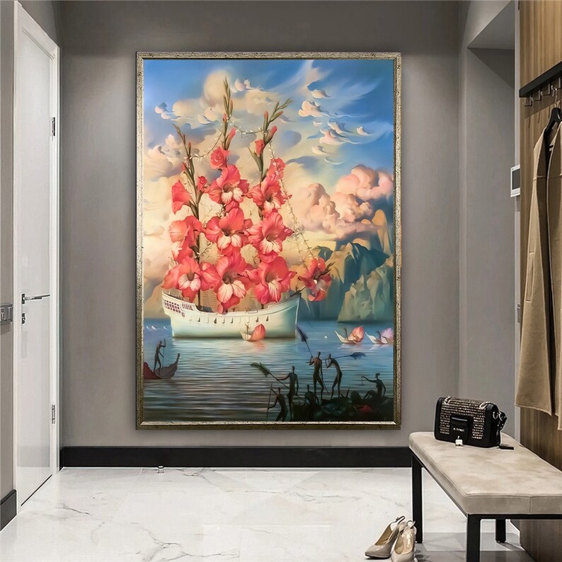 Surreal Art, Wall Art Surreal, Surreal Art Print, Surreal Canvas Art, Figure Surreal Art, Night Canvas Painting, Luxury Framed Wall Art image 2