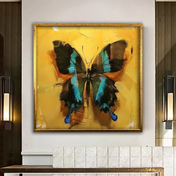 Butterfly Painting, Butterfly Wall Art, Modern Wall Art, Butterfly Canvas, Framed Canvas Ready to Hang, Large Wall Art, Living Room Wall Art