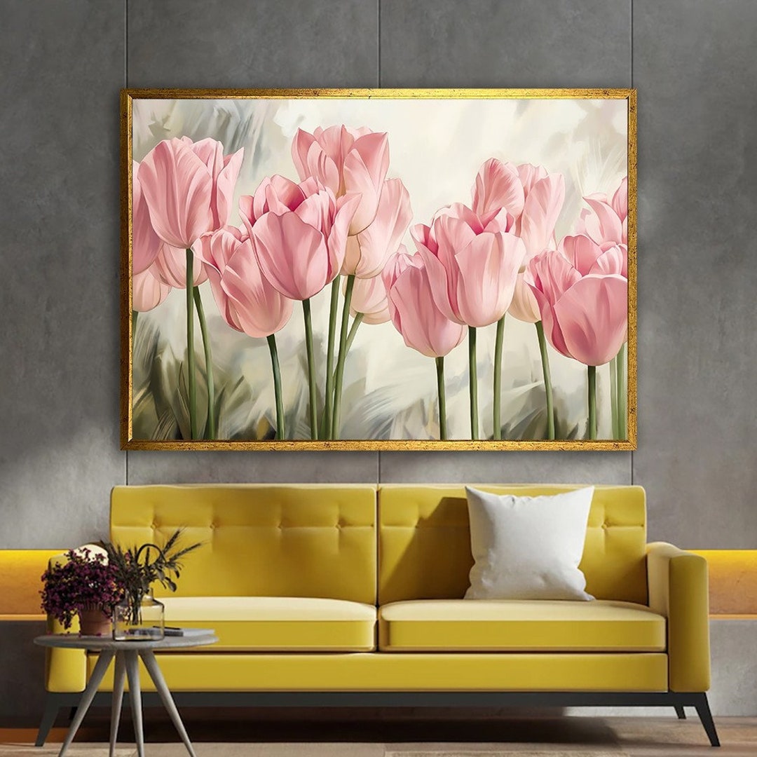 Rose Pink Flowers Canvas Art, Flower Wall Decor, Floral Wall Art
