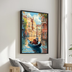 Venice Canal Gondola Canvas, Romantic Venice Wall Art, Scenic Italy Print, Wall Art Canvas Design, Ready To Hang Decoration