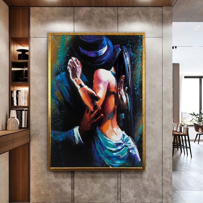 Love Dance Art, Dance & Woman Wall Art, Women Canvas Art, Colorful Wall Art, Woman Figure Wall Art, Luxury Framed Wall Art image 1