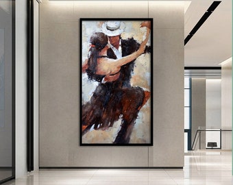 Leinwand Leinwand, Große Leinwand, tanzendes Paar Bild, Musik ZimmerKunst, Tango Paar Leinwand Dekor, gerahmte Leinwand fertig zum Aufhängen