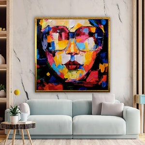 Graffiti canvas kunst, vrouw canvas kunst, vrouw kunst aan de muur, kleurrijke muur decor, graffiti muur decor, luxe ingelijste muur decor