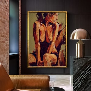 Woman Sitting On The Floor, Asian Woman Poster, Bedroom Wall Art, Sensual Woman Wall Art, Woman Art Canvas, Sensual Art Canvas,Framed Canvas