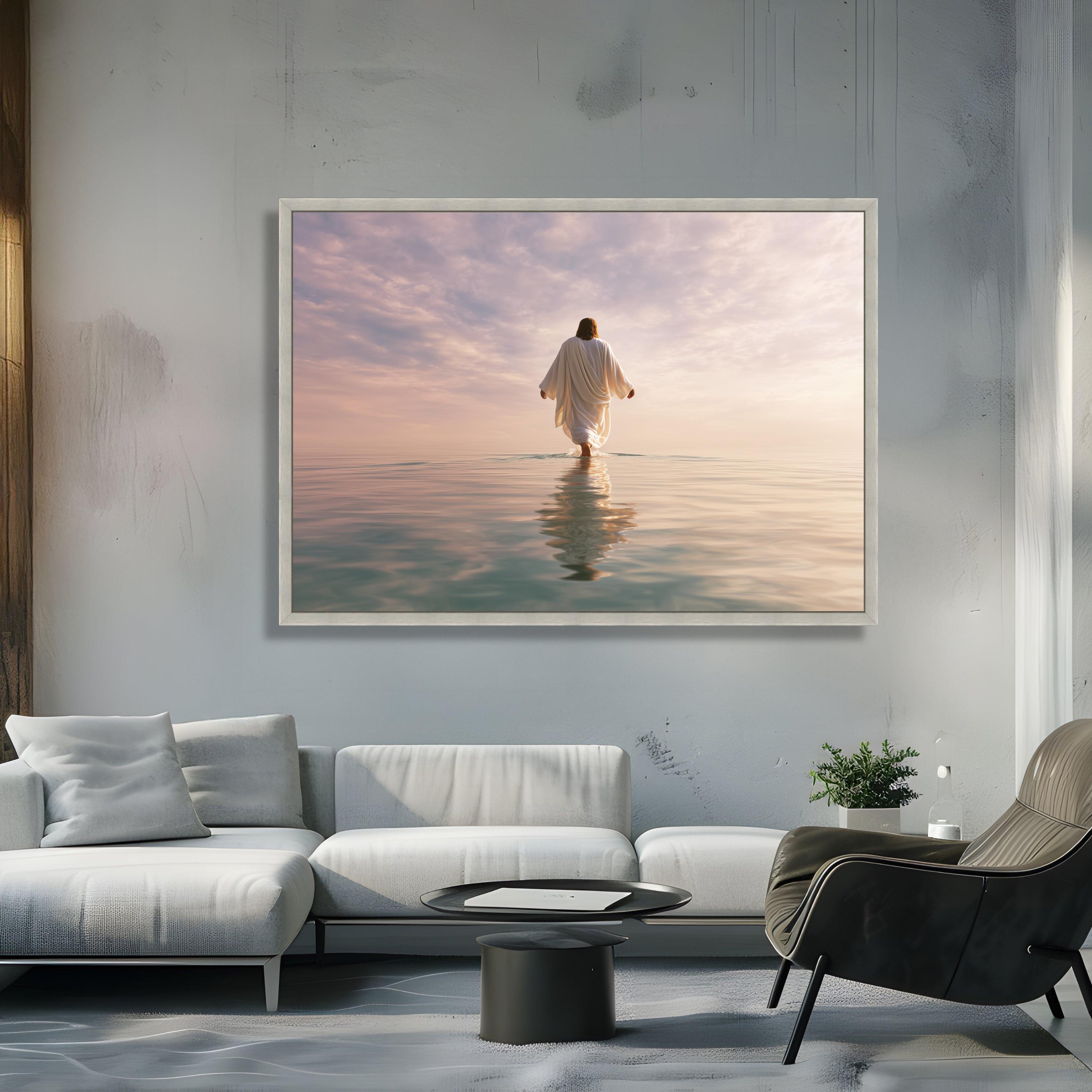 Jesus Walking on Water Canvas, Inspirational Christian Wall Art ...