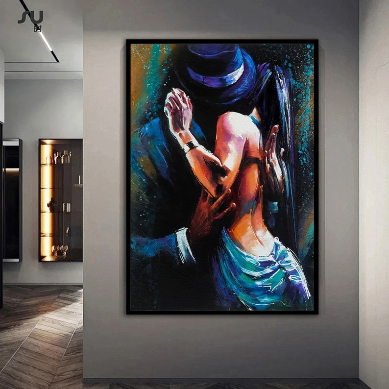 Love Dance Art, Dance & Woman Wall Art, Women Canvas Art, Colorful Wall Art, Woman Figure Wall Art, Luxury Framed Wall Art image 3