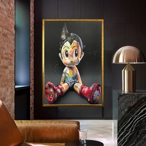 boy canvas print, graffiti boy canvas, banksy wall art, graffiti canvas painting, pop art canvas decor, framed canvas ready to hang