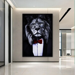 lion man suit canvas, lion wall art, lion canvas, lion wall decor, animal wall art, animal canvas, lion photo, lion print, ready to hang