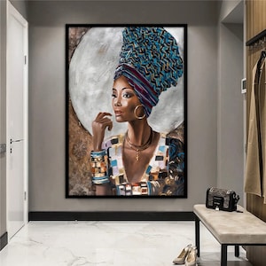 Ethnic Canvas Art, Women Wall Art, Canvas Wall Art, Ethnic Women Wall Art,African Woman Wall Art,Majestic Woman,Canvas Art,Framed Canvas Art