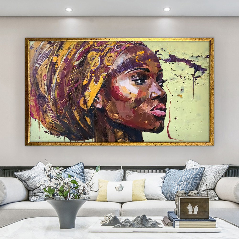 Canvas Wall Art African Woman Golden Black Canvas Painting Print Art Wall Poster