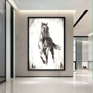 wild horse canvas wall art print, running horse wall art, animals canvas prints wall decor, nature landscape artwork, framed ready to hang