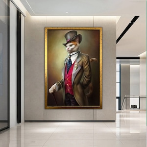 Katze Leinwandbild, Katzen Poster, Moderne Wandkunst, Tier Leinwanddruck, Tier Wandkunst, gerahmte Wandkunst