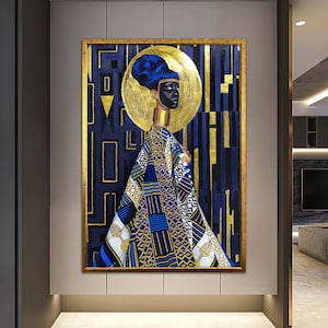 Ethnic Canvas Art, Women Wall Art, Canvas Wall Art, Ethnic Women Wall Art, African Woman Wall Art,Abstract Art,Home Decor,Framed Canvas Art