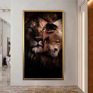 Lion Wall Art, Colorful Canvas Art, Animal Wall Art, Canvas Wall Art, Modern Wall Art, Family Canvas Print, Home Decor, Room Wall Art, Natur