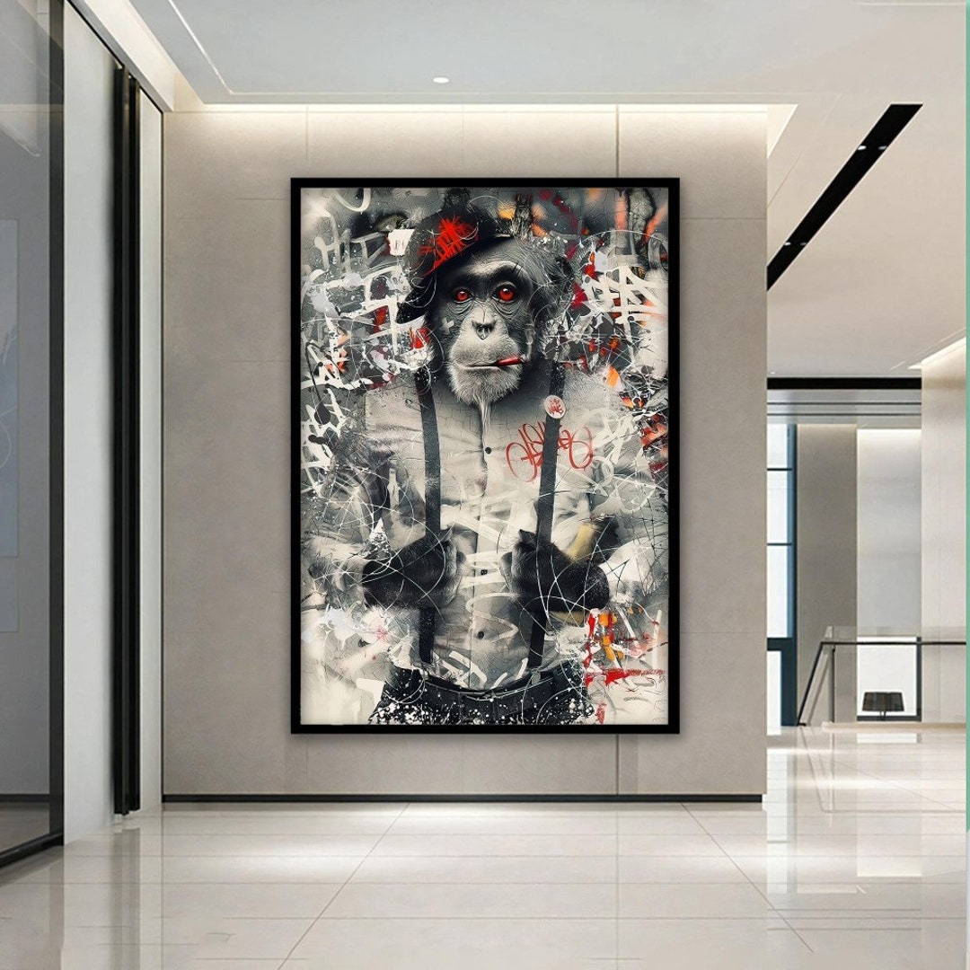 Monkey Man Canvas , Colorful Monkey Art, Animal Wall Decor, Monkey
