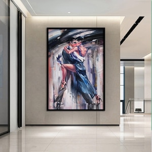 Canvas Home Decor, Large Canvas, Dancing Couple Painting Print, Music Room Art, Tango Couple Canvas Decor, Framed Canvas Ready to Hang