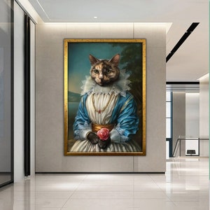 Katze Leinwandbild, Katzen Poster, Moderne Wandkunst, Tier Leinwanddruck, Tier Wandkunst, gerahmte Wandkunst
