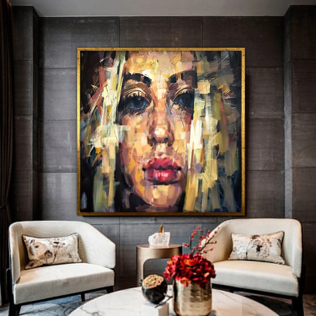 Face Canvas Art, Woman Portrait Canvas Wall Art, Portrait Painting