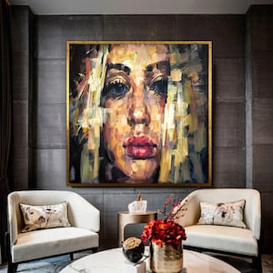 Face Canvas Art, Woman Portrait Canvas Wall Art, Portrait Painting Canvas, Abstract Face Canvas Art, Colorful Face Canvas Art, Framed Canvas