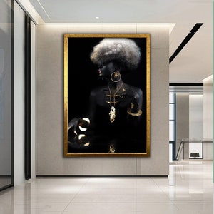 African Woman, Canvas Painting, Ethnic Painting, Black Woman Painting,African Woman Wall Art,Ethnic Canvas,Framed Canvas