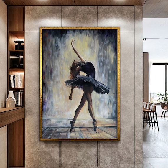 Ballerina Wall Art, Dance & Woman Wall Art, Women Canvas Art, Colorful Wall Art, Woman Figure Wall Art, Luxury Framed Wall Art