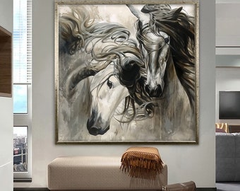 Bronco Wall Art, paard canvas kunst, dierlijke kunst aan de muur, canvas muur kunst, moderne muur kunst, dierlijke canvas print, woondecoratie, luxe ingelijste muur decor