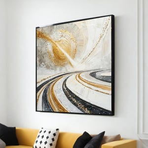 Golden Swirl Cosmos Canvas, Abstract Art Wall Print, Cosmic Spiral Art, Wall Art Canvas Design, Ready to Hang Decoration