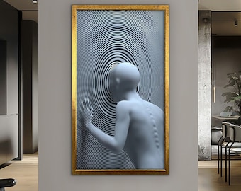 Self-Seeking Person, Surreal Person Art, Canvas Wall Art, Surreal Art Print, Surreal Painting,moden Art, Framed Canvas Art