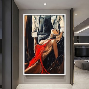 Erotische Wandkunst, aktgerahmte Leinwandkunst, erotische Leinwandkunst, erotische Kunst für Frauen, erotische Kunstdrucke, Luxus gerahmte Wandkunst, Sexy Girl Art Bild 4