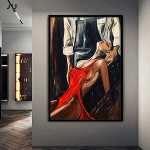 Erotische Wandkunst, aktgerahmte Leinwandkunst, erotische Leinwandkunst, erotische Kunst für Frauen, erotische Kunstdrucke, Luxus gerahmte Wandkunst, Sexy Girl Art Bild 3
