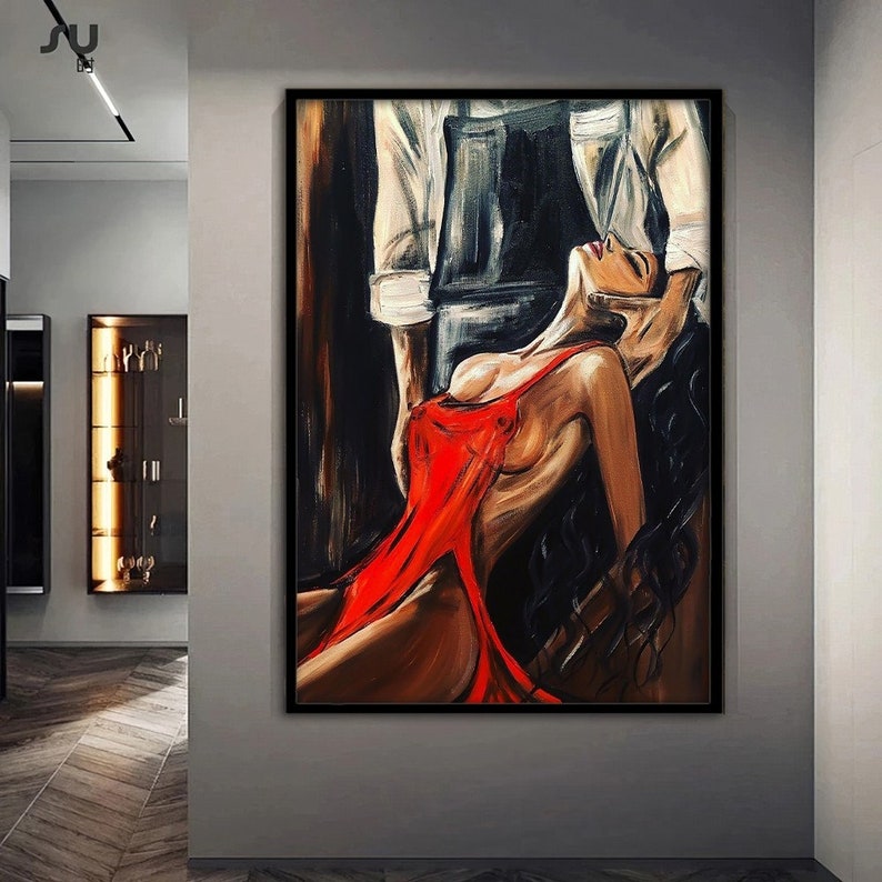 Erotische Wandkunst, aktgerahmte Leinwandkunst, erotische Leinwandkunst, erotische Kunst für Frauen, erotische Kunstdrucke, Luxus gerahmte Wandkunst, Sexy Girl Art Bild 3