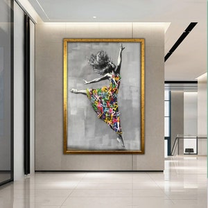 Woman Graffiti Wall Art, Street Canvas Painting, Graffiti Wall Decor,Banksy Wall Art, Graffiti Print, Framed Canvas Art