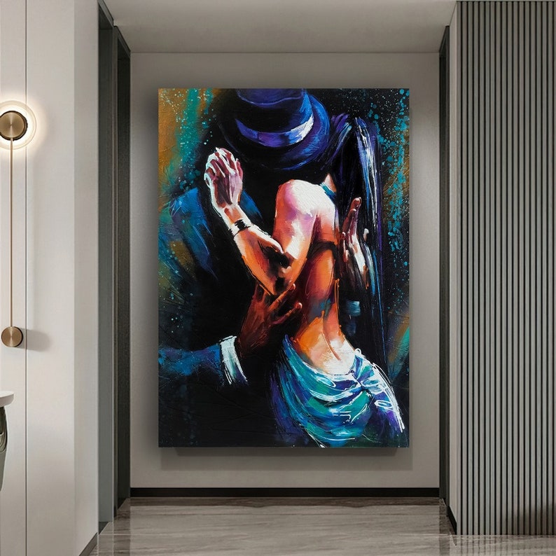 Love Dance Art, Dance & Woman Wall Art, Women Canvas Art, Colorful Wall Art, Woman Figure Wall Art, Luxury Framed Wall Art image 5