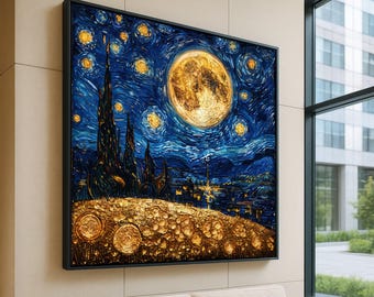 星月夜 - ヴィンセント・ヴァン・ゴッホの手描きの油絵の複製、糸杉と